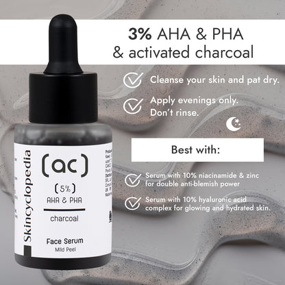 Skincyclopedia Face Serum with Charcoal 5% AHA + PHA (30ml)