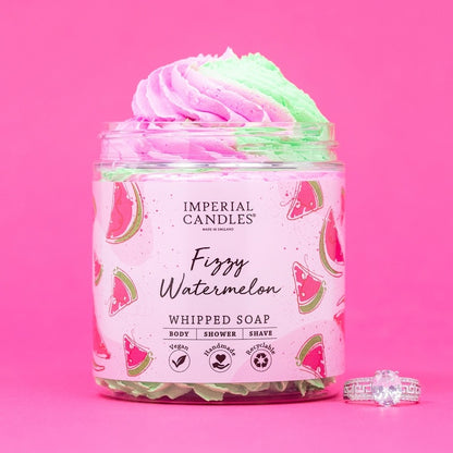 Fizzy Watermelon Large Whipped Soap Shaving Butter with Ring