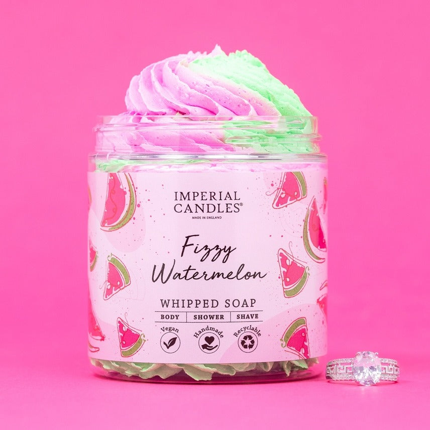 Fizzy Watermelon Large Whipped Soap Shaving Butter with Ring