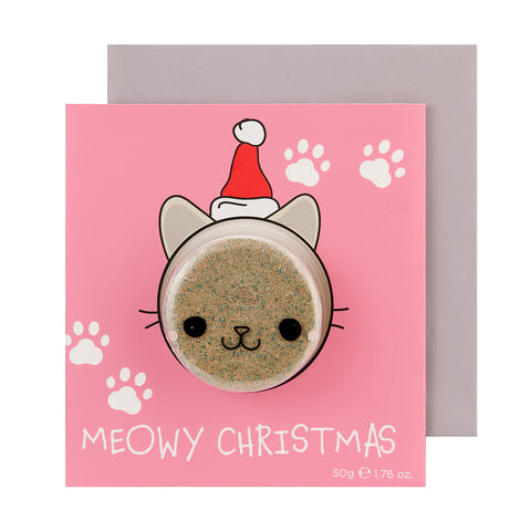 Raspberry Bath Bomb 'Meowy Christmas' Card (50g)