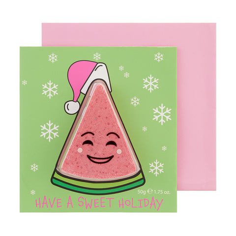 Watermelon Bath Bomb 'Have a Sweet Holiday' Card (50g)