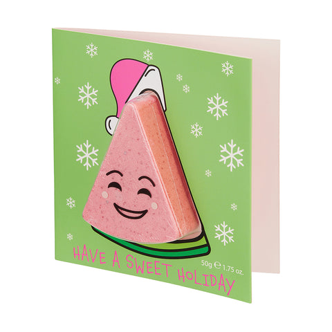 Watermelon Bath Bomb 'Have a Sweet Holiday' Card (50g)
