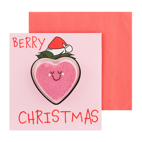 Strawberry Bath Bomb 'Berry Christmas' Card (50g)