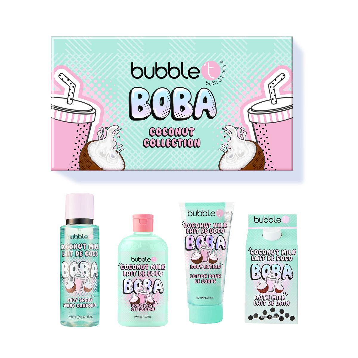 Bubble T Boba Tea Coconut bath and body gift set