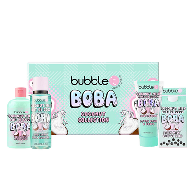 Bubble T Boba Tea Coconut Gift Set with body spray, bath milk, shower gel and body lotion